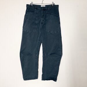 Nili Lotan Shon Pants 4 Midnight Washed Black Dark Gray Barrel Leg Cotton